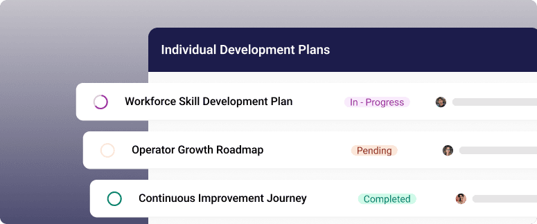 Create Individual Development Plans (IDPs) - Move beyond a one-size-fits-all approach by creating tailored Individual Development Plans for each employee. Collaborate with team members to set clear goals, assign specific training, and track progress over time to build clear career paths and boost engagement.