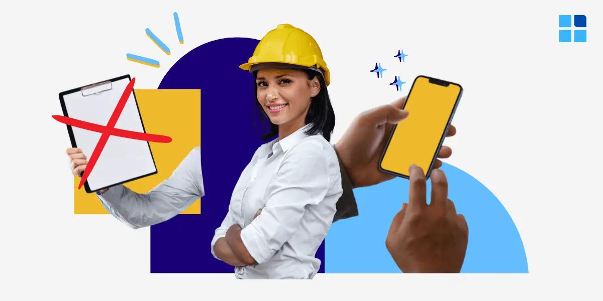 A woman in a yellow hard hat smiles confidently.