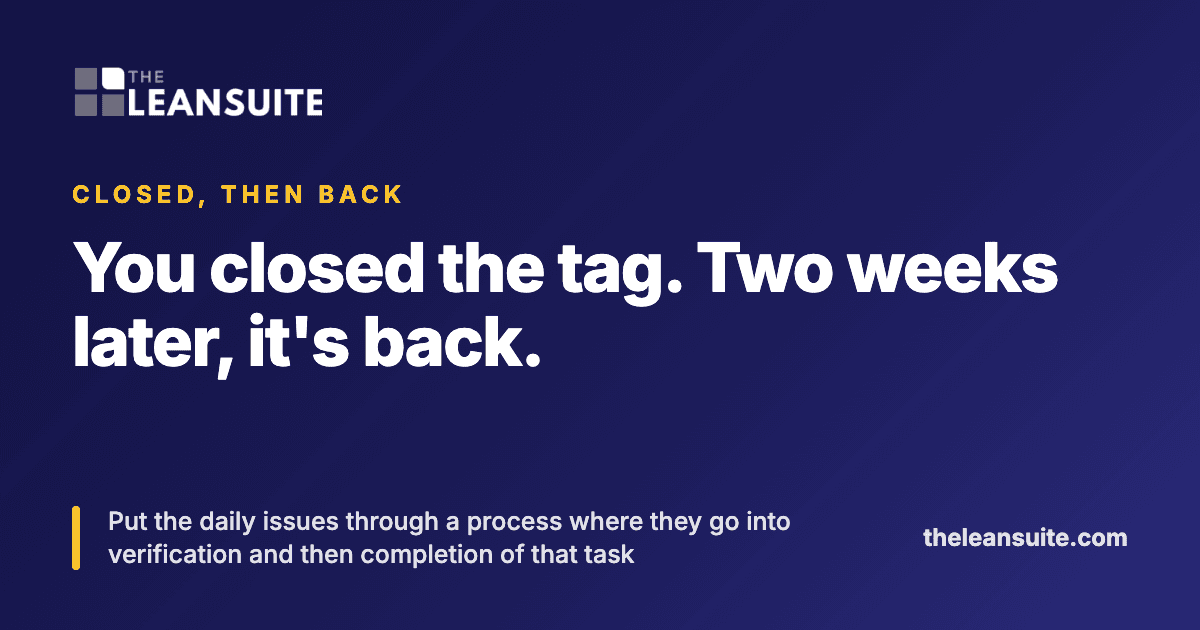 You closed the tag. Two weeks later, it's back.